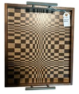 15.5 x13.25&quot; 3D Checkerboard Handmade Hardwood Walnut &amp; Maple Wood Servi... - $173.25