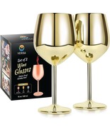 Stainless Steel Stemmed Wine Glasses 18Oz  GOLD Steel Wine Glass, Shatte... - £31.37 GBP
