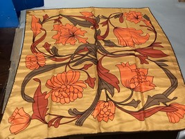 La Mendola Orange Flower Silk Scarf - 33x33” - Stained - $16.83
