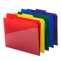 Smead Slash Pocket Poly File Folders, 1/3-Cut Tab, Letter Size, Assorted Colors, - $43.99