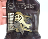 Vintage Shell Oil Blue Book Truck Stop Leather Keychain Key Holder Adver... - $17.81