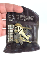 Vintage Shell Oil Blue Book Truck Stop Leather Keychain Key Holder Adver... - £13.95 GBP
