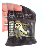 Vintage Shell Oil Blue Book Truck Stop Leather Keychain Key Holder Adver... - £13.37 GBP