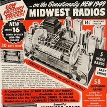1949 Midwest Radios Series 16 AM FM Advertisement Vintage Electronics E8L - €17,28 EUR