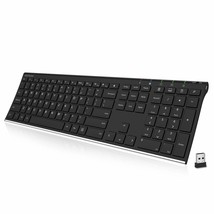 2.4G Wireless Keyboard Stainless Steel Ultra Slim Full Size Keyboard With Numeri - £46.39 GBP