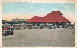 Atlantic Highlands, Nj Postcard - Crr Station Train Depot Automobile&#39;s M48 - £11.29 GBP