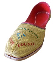 Men Shoes Indian Handmade Jutti Ethnic Leather Espadrilles Gold Mojari US 9  - £43.33 GBP