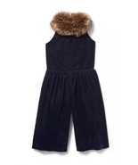Size 2T Janie And Jack Girls Navy Sleeveless Velvet Faux Fur Collar Jump... - $737.12 MXN
