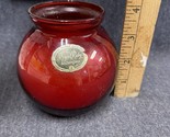 Vintage Round Anchor Hocking Royal Ruby Red Anchorglass 4&quot; Candle with L... - $11.88