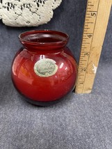 Vintage Round Anchor Hocking Royal Ruby Red Anchorglass 4&quot; Candle with L... - £9.47 GBP