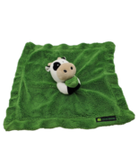 John Deere Baby Lovey Cow Security Blanket 13&quot; Square Snuggle Buddy Gree... - £5.55 GBP