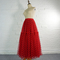 RED Polka Dot Tulle Skirt Outfit Women Custom Plus Size Holiday Tulle Skirt image 5