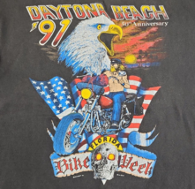 Vtg 1991 Black 50th Anniversary Daytona Beach Bike Week Single Stitch Sh... - $48.37