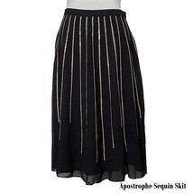 Apostrophe Sequin A-line Skirt, Size 4, Black/Gold - £11.68 GBP