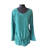 Royal Robbins Green Stripe Scoop-Neck Top Drawstring Waist Roll-Tab Slee... - €21,12 EUR