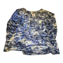 NY Collection Woman&#39;s 3/4 Sleeve Top Plus Size 3X NEW Blue White Abstract - £18.31 GBP