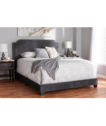 Greta Luxe and Glamour Dark Gray Velvet Upholstered Full Size Bed - $204.00