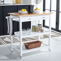 Cohyn Natural/White 1-Drawer 2-Shelf Storage Dining Room Trolley Kitchen... - £191.16 GBP