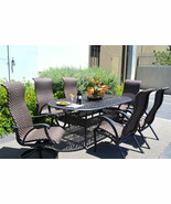 7 piece outdoor dining set cast aluminum patio furniture Venice 6 person seating - $56,143.70 MXN