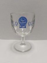 Pabst Blue Ribbon Vintage Goblet Glass Thumbprint Pattern pedestal footed - £9.28 GBP