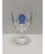 Pabst Blue Ribbon Vintage Goblet Glass Thumbprint Pattern pedestal footed - £9.16 GBP