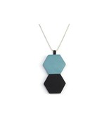 Hand-Painted Wooden Hexagonal Pendant Necklace for Women, Minimalist Con... - $615.98 MXN