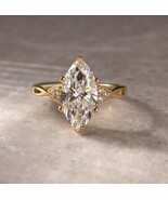 Marquise Cut Simulated Diamond Stunning Engagement Ring 14k Yellow Gold ... - $2,091.52 MXN