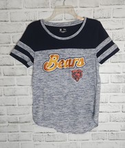 NFL Bears Football Women&#39;s Top Gray Glitter Size M T-Shirt Short Sleeve - £7.88 GBP