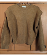 MNG Sweater Womens M Beige Pullover Wool Blend Knit Oversize w/ Shoulder... - $16.44