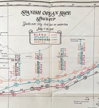 Nautical Map King&#39;s Cup 1928 Elena Race To Spain Large Yacht Course Antique DWS2 - £80.12 GBP