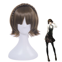 Video Game Persona 5 Makoto Niijima Brown Short Bangs Cosplay Hair Full Wigs - £23.24 GBP