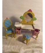 2006 mattel Princess barbie doll vanity pink gold chair stool  bedroom f... - £14.18 GBP