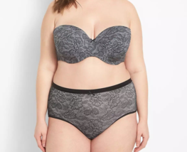 Lane Bryant CACIQUE Silky No Show Full Brief Panty GRAY FLORAL Plus Sz 3... - $15.35