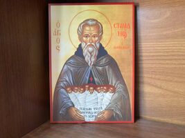 Christian Icon of Saint Stylian, rare Orthodox Christian Icon of Saint S... - $40.00