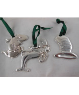 Dr. Seuss The Cat in a Hat &amp; Fish in a Dish Silver Metal Christmas Ornam... - $17.07 CAD