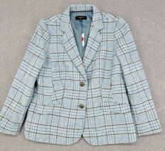 Blue Plaid Wool Blend Blazer Jacket Women’s Petite 14P Tailored Classic ... - $69.30