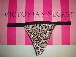 New Victoria&#39;s Secret Velvet Logo Waist V-STRING Thong Panty Animal Print Sz M - £10.11 GBP