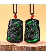 Wedding Gift Feicui Genuine Black Jadeite Carving Phoenix and Dragon Bur... - £120.39 GBP