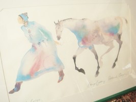 Carol Griggs &quot;Walking Horse Woman&quot; by  GANGO GALLERY large watercolor print - £233.62 GBP