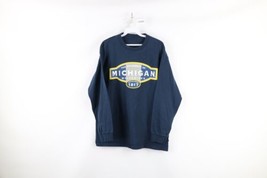 Vtg 90s Mens Large Faded University of Michigan Spell Out Long Sleeve T-Shirt - £31.25 GBP