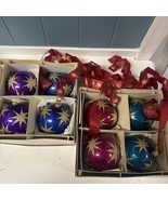 VTG 8 LillianVernon Atomic Star Glittered Glass Ball Christmas Ornaments... - $49.49