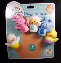 Happy Spring Easter bunnies chicks lamb vinyl finger puppets NEW 2022 - £8.61 GBP