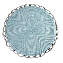 Blue Woven Placemat Trivet Round 2pc Nylon Tabletop Kitchen Counter 14-i... - $12.44