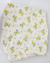 Vintage Bunny Rabbit Fitted Baby Nursery Crib Sheet White Blue Yellow Fl... - $34.64