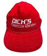 Red Corduroy Snapback Cap Dick&#39;s Country Dodge Embroidered Logo Pre-owned - £22.82 GBP
