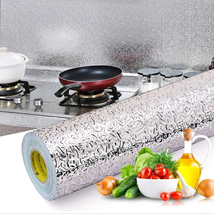 Silver Contact Paper for Kitchen Oil Proof Waterproof Sticker Aluminum Foil Kitc - $18.79