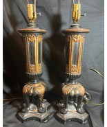 Antique Old Carved Pair of Two 2 Wood Asian Chinoiserie Black Painted La... - $23,620.19 MXN