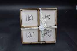 Rae Dunn Wedding Ceramic Drink Coasters Set Of 4 I Do Love Mr. Mrs. Wedding Gift - £19.47 GBP
