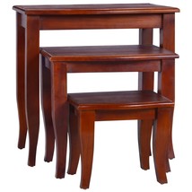 Nesting Side Tables 3 pcs Classical Brown Solid Wood Mahogany - £77.56 GBP