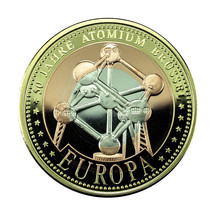 Belgium Medal 2008 Atomium Brussels 35mm Silver, Copper &amp; Gold Plated 02131 - £20.71 GBP